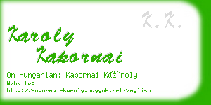 karoly kapornai business card